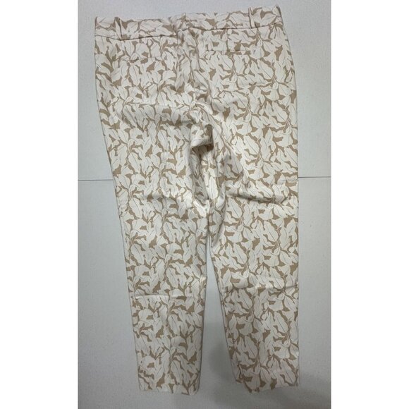 Liz Claiborne Emma Dress Pants Leaf Print Pockets Straight Leg Cropped Tan Sz 14 - Picture 3 of 6
